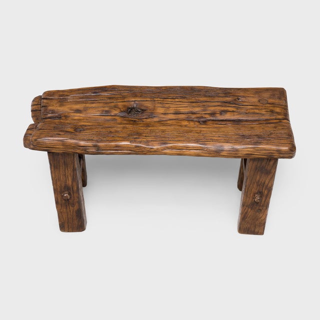 Contemporary Petite Reclaimed Elm Bench For Sale - Image 3 of 4