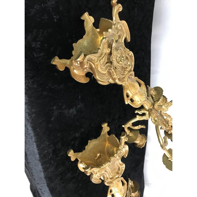 Mid-Century Italian Rococo Gilt Brass 5-Arm Candelabras - A Pair For Sale - Image 14 of 14