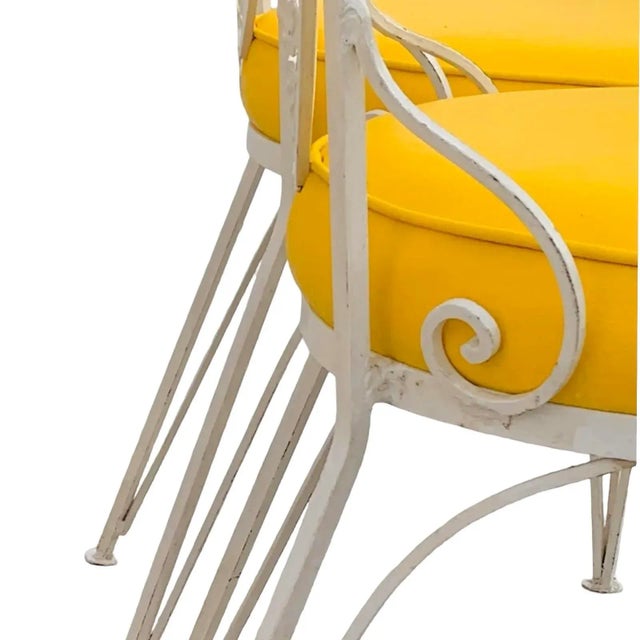 Mid 20th Century Vintage 1950s Hollywood Regency Wrought Iron Patio Dining Chairs - Set of 4 For Sale - Image 5 of 9