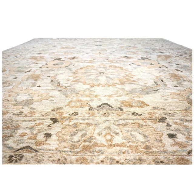 Persian Persian Sultanabad Wool 9x13 Tan, Grey, Taupe & Ivory Handmade Area Rug #1142628 For Sale - Image 3 of 5