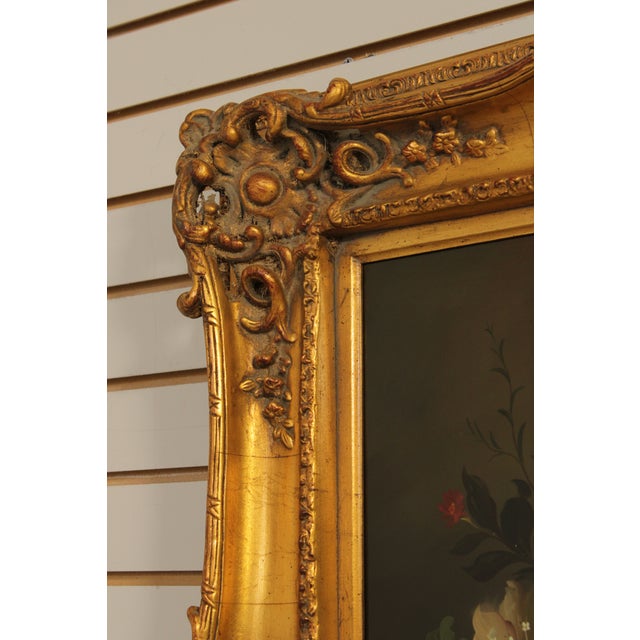Artist Signed Framed Floral Still Life Oil Painting on Canvas For Sale - Image 12 of 14