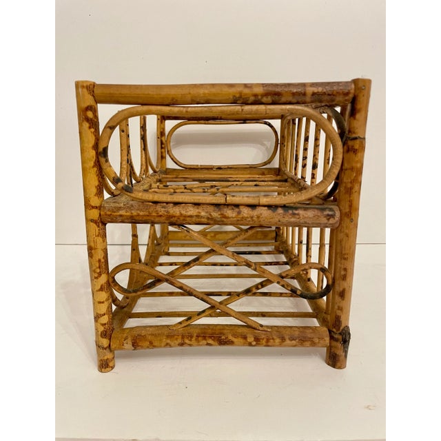 Tan Vintage Tortoise Bamboo 6 Bottle Wine Rack For Sale - Image 8 of 10
