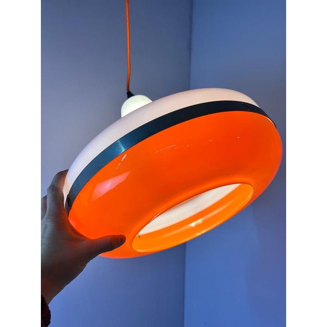 White and Orange Plastic Pendant, Denmark For Sale - Image 6 of 11