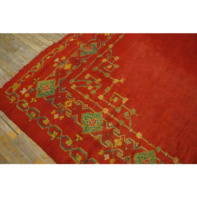Late 19th Century Jaw-Dropping Red Open Field Allover-Geometric Design Antique Turkish Decorative Oushak Rug For Sale - Image 5 of 12