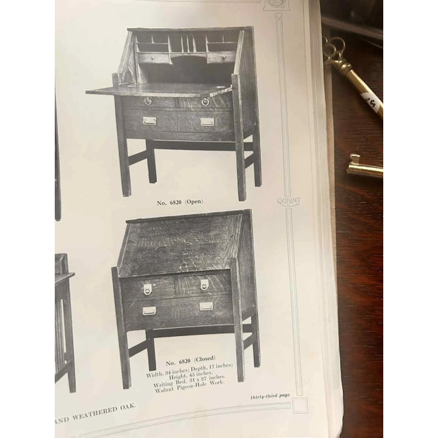 Stickley Brothers Antique Mission Oak Arts & Crafts Drop Front Secretary Desk, Circa 1900 For Sale - Image 13 of 14