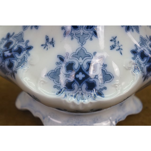 Antique w.h. Grindley Flow Blue Pitcher 1897 English Ironstone Water Jug For Sale - Image 9 of 13