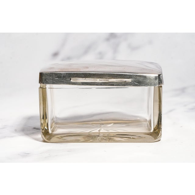 1920s Lovely Antique German Art Deco Crystal Jewelry Box Julius Herz 800 Silver Dressing Table Box For Sale - Image 5 of 13