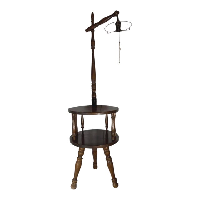 Vintage Mid-Century Modern George Bent Floor Lamp Table: Mid-Century Modern Wood Accent For Sale