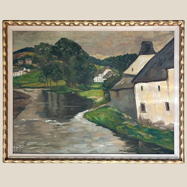 Wood Antique Framed Oil Painting on Canvas by Leon De Frecheux (1884-1944) For Sale - Image 7 of 18