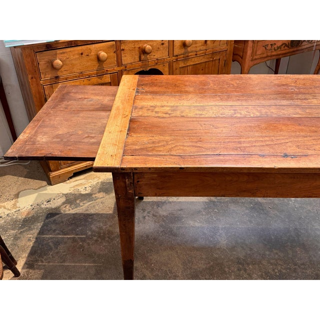 Brown 19th Century Fruitwood Farm Table With Pull-Out Leaf For Sale - Image 8 of 9