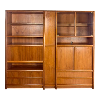 Mid to Late 20th Century Scandinavian Modern Teak 3 Piece Display Cabinet or Storage Unit Lighted For Sale