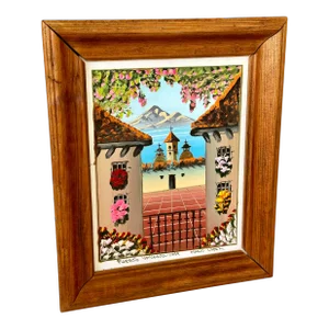 “Puerto Vallarta” Vibrant Landscape Framed Oil Painting by Mario Lopez Torres