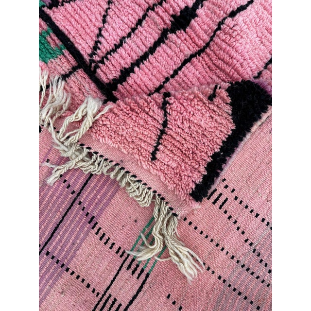 Handmade Pink Moroccan Rug , Soft and Plush Textured Rug For Sale - Image 9 of 9