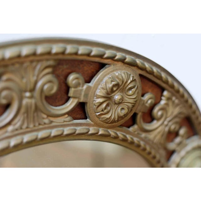 Antique Round Mirror - Walnut, Brass and Red Bronze Wall Mirror For Sale In Providence - Image 6 of 10
