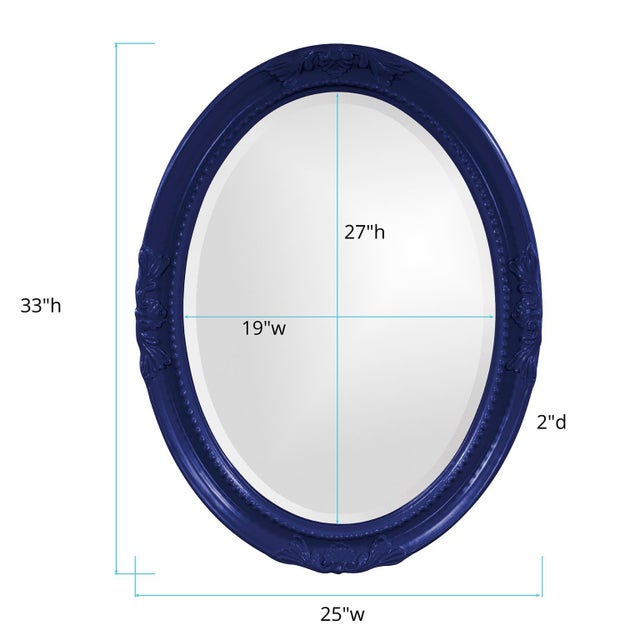 Wood Queen Ann Mirror - Glossy Navy For Sale - Image 7 of 8
