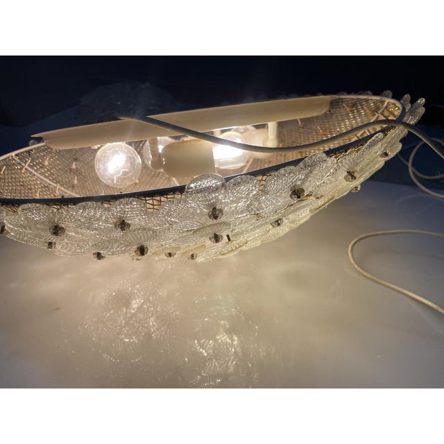 Large Murano Glass Flower Flush Mount attributed to Seguso, Italy, 1960s For Sale - Image 6 of 14