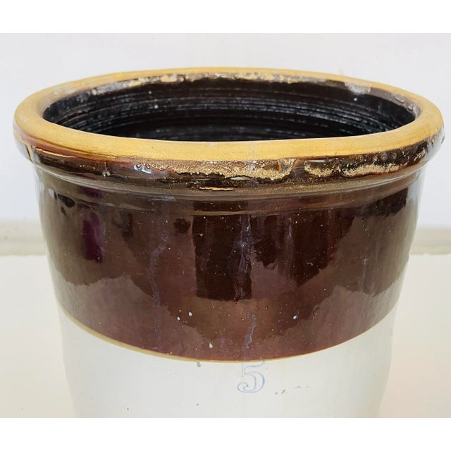 Antique Stoneware 5 Gallon Crock For Sale - Image 4 of 5