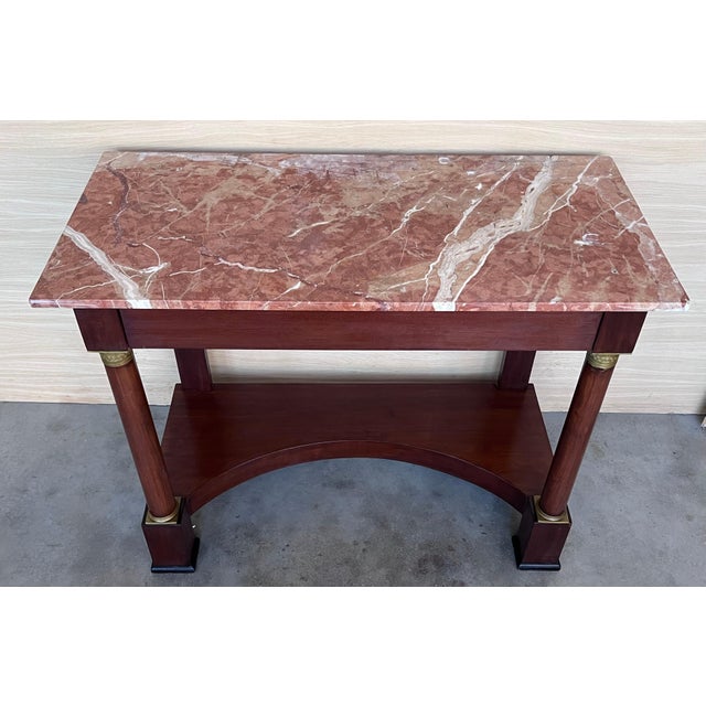 French Antique French Empire Fruitwood Console Table with drawer, Early 20th Century For Sale - Image 3 of 18