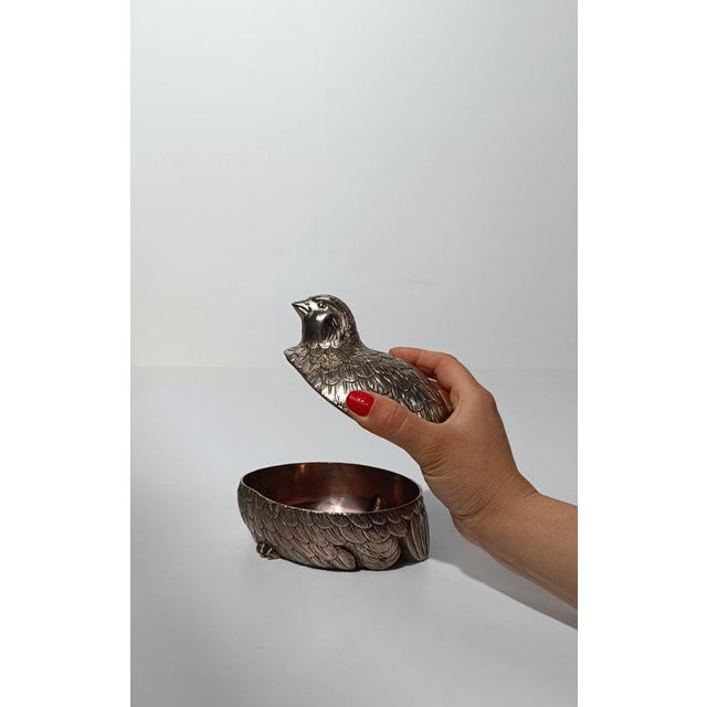Mid-Century Silver-Plated Quail-Shaped Box in the style of Mauro Manetti, 1970s For Sale - Image 14 of 18