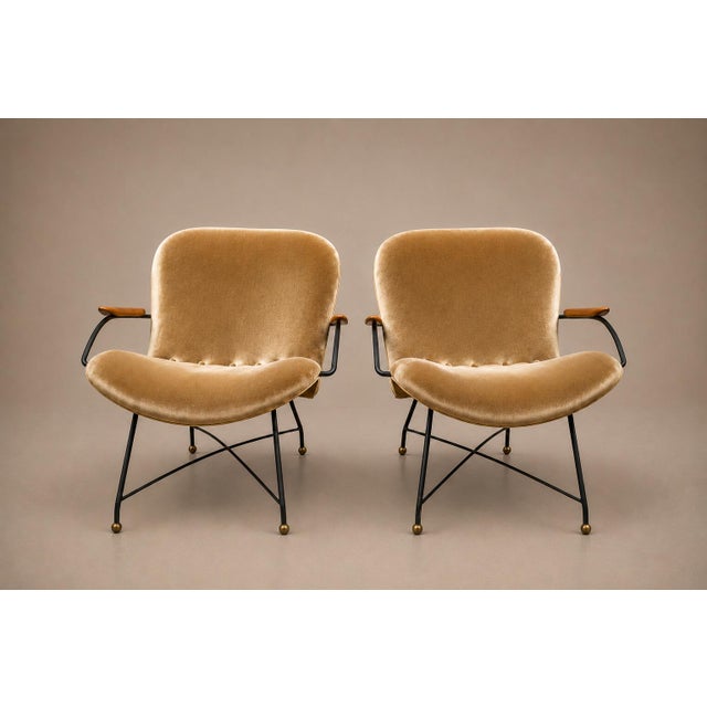 1950s Brazilian Modern Pair of Armchairs in Rosewood, Mohair & Steel by Carlo Hauner, 1950s For Sale - Image 5 of 18
