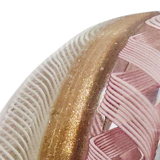 Mid Century Murano Zanfirico Latticino Art Glass Paperweight 3" For Sale - Image 10 of 14