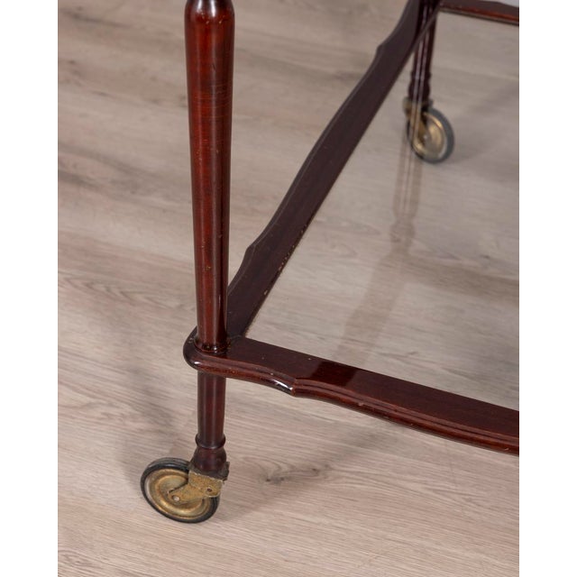 Vintage Italian Wood and Glass Serving Bar Cart, 1960s For Sale - Image 14 of 15