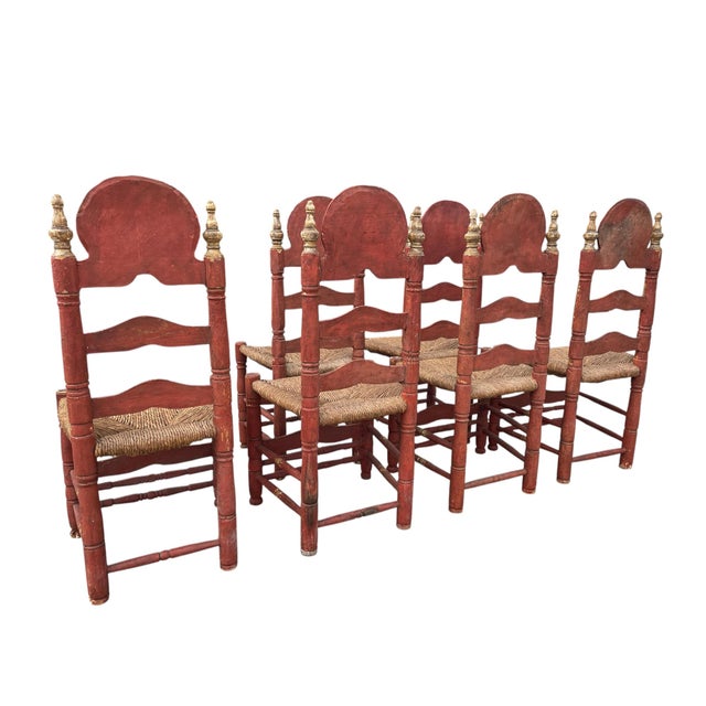Polychrome Dining Chairs, 1950s, Set of 6 For Sale - Image 4 of 7