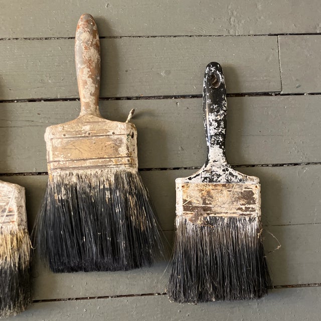 Vintage 1970s large paintbrushes, set of 5. All are 4 inches wide and between 11-12 inches long.