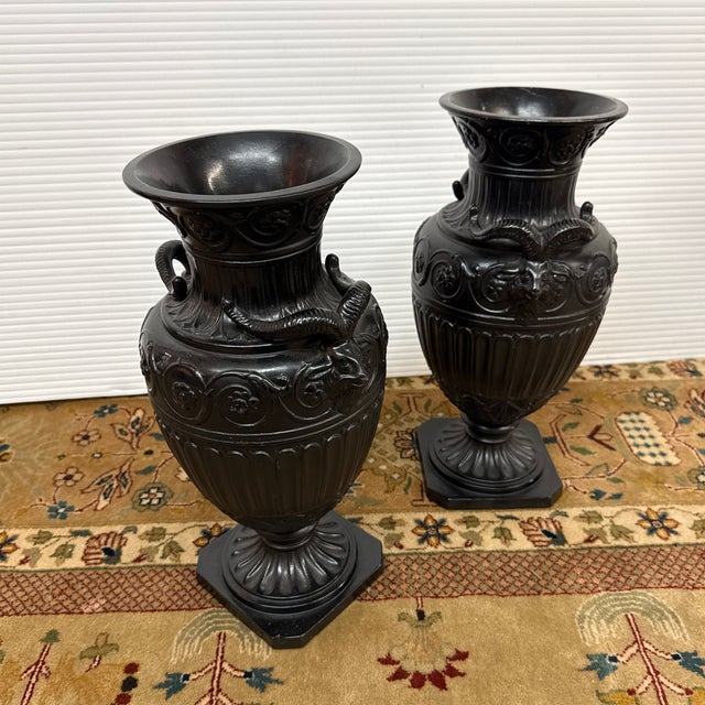 Neoclassical Neoclassical Basalt Ware Vases, Pair For Sale - Image 3 of 12