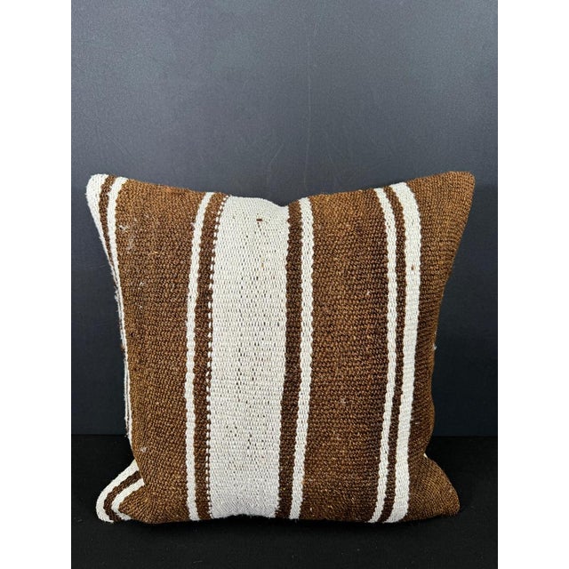 Turkish Hemp Pillow Cushion Natural Beige Brown Cushion Cover 20x20 For Sale - Image 4 of 4