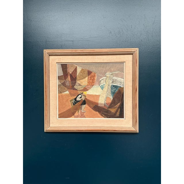 Nils Öst, Figure with Boats, 1950s, Oil Painting on Panel, Framed For Sale - Image 8 of 18