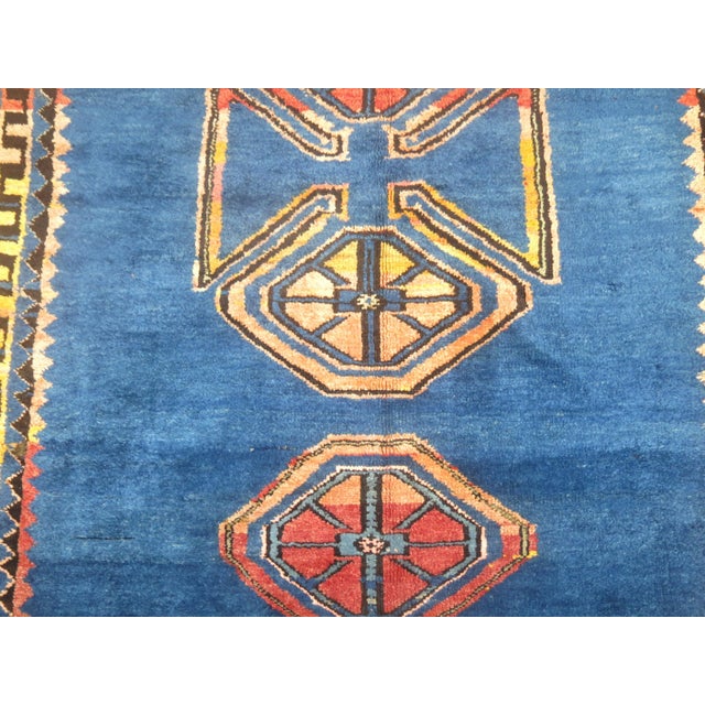 Textile Vintage Cobalt Blue Turkish Anatolian Gallery Rug For Sale - Image 7 of 8