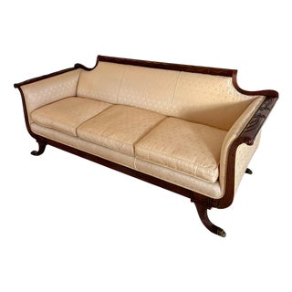 Antique Victorian Regency Style Mahogany Carved Sofa, 1880 For Sale