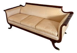 Antique Victorian Regency Style Mahogany Carved Sofa, 1880