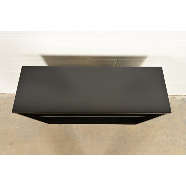 Black Paul McCobb Planner Group Black Lacquered Bookcase on Hairpin Legs, Newly Refinished For Sale - Image 8 of 12