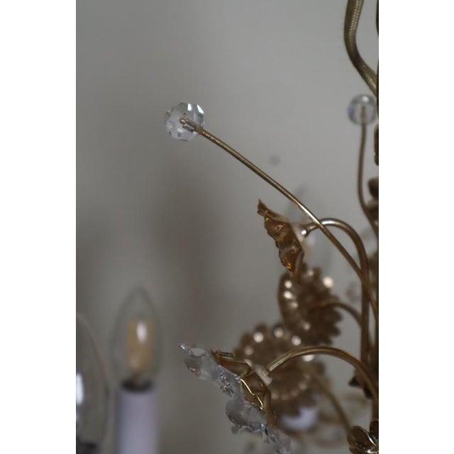 Large Gilt Brass Flower-Shape Chandelier from Palwa, Germany, 1970s For Sale - Image 15 of 18