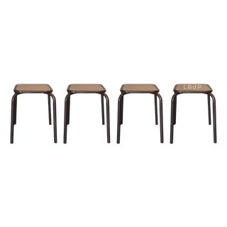 Vintage Industrial Stackable Bar Stools from Mullca, France, 1950s, Set of 4 For Sale