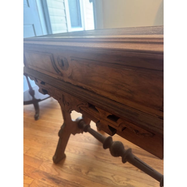 Victorian American Victorian Eastlake-Style Walnut Sewing or Writing Desk For Sale - Image 3 of 9