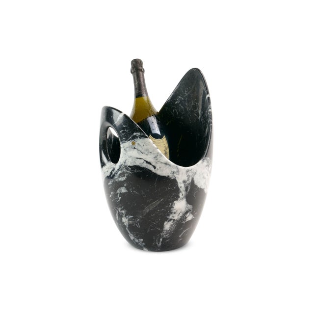 Champagne Cooler in Marquina Marble by Barberini & Gunnell For Sale - Image 4 of 12