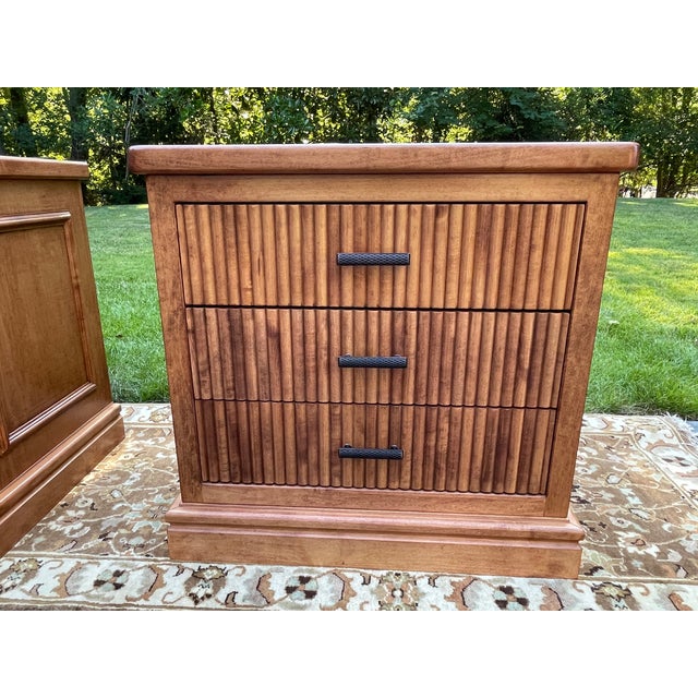 1990s Premium 3-Piece Fluted Maple Set - Credenza/Dresser & Pair of End Tables/Nightstands For Sale - Image 14 of 14