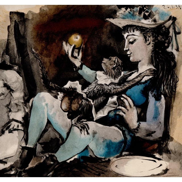 Modern Pablo Picasso, Woman with Monkey, Lithograph, 1954 For Sale - Image 3 of 8