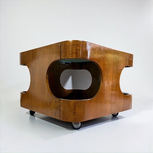 Vintage Space Age Sculptural Coffee Table in Curved Wood, Italy, 1970s For Sale - Image 3 of 18