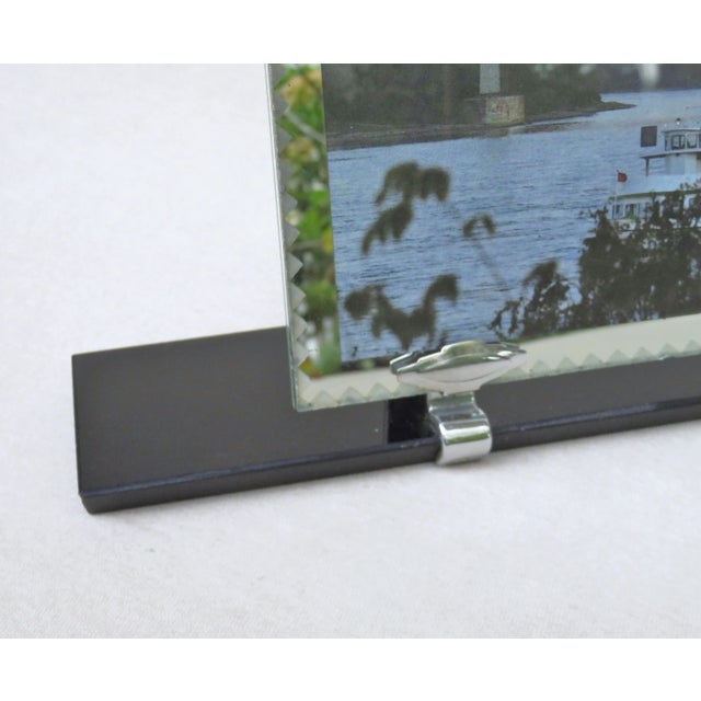 Art Deco Black Glass & Chrome French Picture Frame For Sale - Image 6 of 18