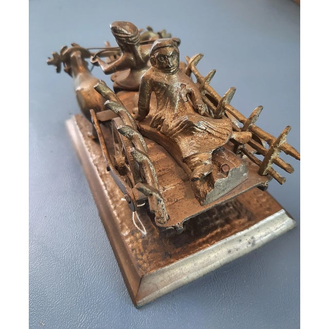 Vintage India Brass Man With Wagon Cart Bulls Cows For Sale In Fayetteville, AR - Image 6 of 8