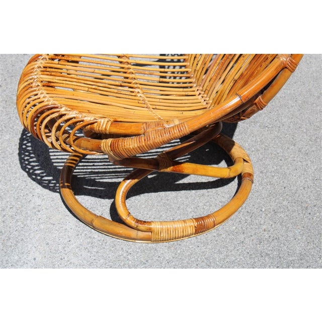 Brown Italian Bamboo Armchair by Tito Agnoli, 1950s For Sale - Image 8 of 11