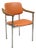 Vintage Mid Century Modern Orange Chrome Frame Sloped Wood Arm Side Desk Chair For Sale