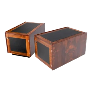 Pair of Rosewood Deep One Door Night Stands End Side Tables Bookcase