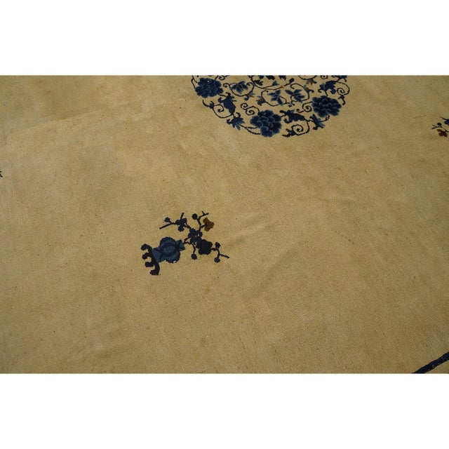 1920s 1920s Antique Allover Floral Deco Chinese Peking Handknotted Wool Room Size Rug For Sale - Image 5 of 10
