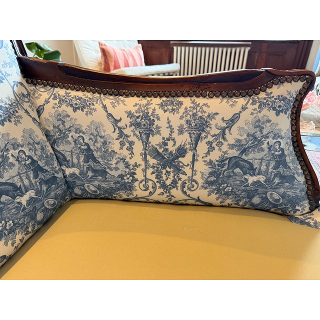 Old Hickory Tannery Louis XV Bergère – Designer Toile & Down-Filled For Sale - Image 10 of 18