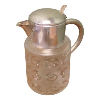 Art Deco German Crystal and Silver Plated Chiller Pitcher, 1930 For Sale